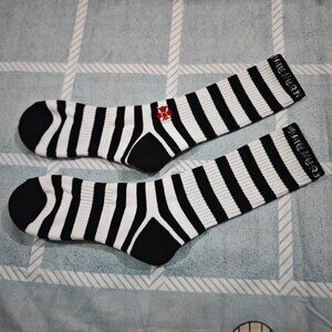 Chrome Hearts Black and White Striped Mid-Calf Socks